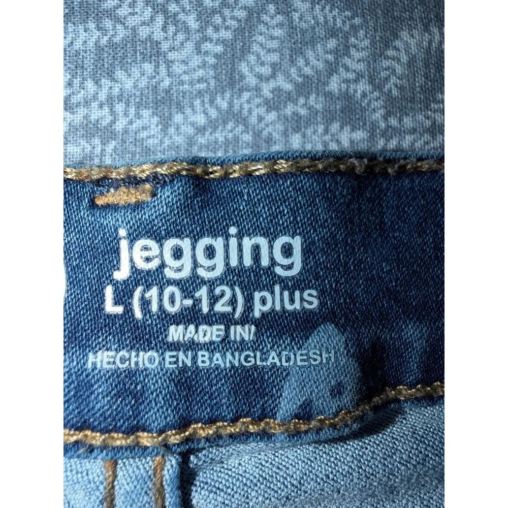 Girls Upcycled Butterfly Denim Eyelet Tiered Ruffle Skirt Size L 10-12 Plus Boho